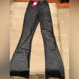 Commando Midnight Black Faux Leather Full Length Flare Pants NWT Retail $148